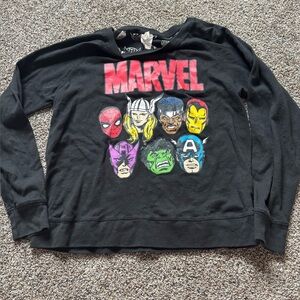 Marvel Red and Black Logo Sweatshirt superhero’s preowned size XL women’s